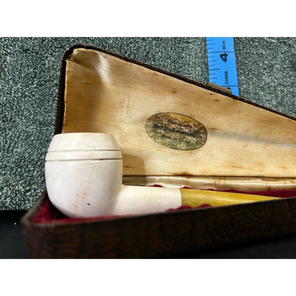 Vintage Meerschaum Pipe with Original Case and Bakelite Stem